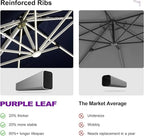 PURPLE LEAF 12' X 12' Solar Powered LED Patio Large Umbrella Offset Double Top Hanging Umbrella Outdoor Market Umbrella for Garden, Spectrum Indigo
