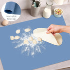 Extra Large Silicone Craft Mat for Kids, Large Silicone Sheet for Crafts, Kitchen Non-Stick Baking Mat Blue Gray, Heat Resistant Countertop Mat, Waterproof Placemat, Multipurpose Mat 24''x16''