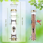MIXXIDEA 2PK Metal Wild Bird Feeder Squirrel Proof Bird Feeders for Outside Hanging 6 Port Tube Bird Feeder Transparent Finch Feeder with Steel Hanger (Bronze)
