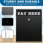 Yaocom Safe Metal Cash Box for Farm Stand – Money Drop and Secure Donation Collection, Wall Mount Lockable Unit with Pre Drilled Holes for Outdoor Self Serve(Black,15 x 12 x 4 Inch)
