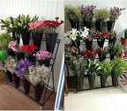 Flower Display Stand, 3-Layer Heavy-Duty Mobile Plant Cart shelve with Wheels, with Plastic Buckets, Easy to Install, Suitable for Indoor and Outdoor Balcony Courtyard Garden Art Exhibitions