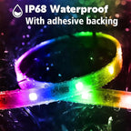 500ft Outdoor LED Strip Lights Waterproof,IP68 Outside Led Light Strips Waterproof with App and Remote,Music Sync RGB Exterior Led Rope Lights with Self Adhesive Back for Deck,Balcony,Pool