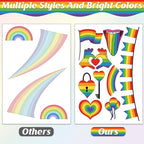 9 Sheets LGBT Rainbow Window Clings, Pride Decorations Window Cling, Gay Love Heart Stickers, Double-Side Pride Wall Clings Decals for Pride Day LGBTQ Rainbow Party Parades Supplies Decor