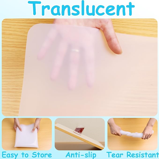 Small Clear Silicone Crafts Mats: Non-Slip Heat Resistant 11.8"W x 15.75"L | Translucent Nonstick SiliconeJewelry Sheet - 0.8mm Countertop Protector Pad for Epoxy Resin Glitter Slime Nail Art 4 Pcs