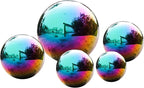 Rainbow Stainless Steel Gazing Ball,12inch Mirror Polished Hollow Ball