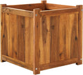 IDZO Acacia Wood Flower Planter Box for Outdoor Plants, 1pc Wooden Raised Garden Bed with Handles, Drainage Holes, Ideal for Garden and Home Décor, Light Cherry