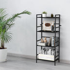 DOMYDEVM 4 Tier Black Bookshelf, 40.95in(H) Standing Shelf Unit, Wood Bookshelf with Metal Frame for Bedroom, Home Office, Entry Way and Living Room, Modern
