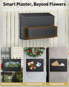 Uniclife Wall Mount Mailbox for Outside, Large Mailbox with Planter, Large Capacity Mail Box for House, Rust-Proof Steel Post Box for Home Office School, Modern Metal Drop Case, Black