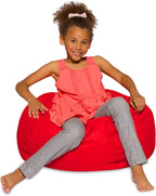 Posh Creations Bean Bag Chair for Kids, Teens, and Adults Includes Removable and Machine Washable Cover, Solid Red, 27in - Medium