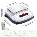 Lab Scale 2000g/0.01g High Precision Digital Scale with 1kg Weights Analytical Balance Electronic Scale for Kitchen Lab Weighing