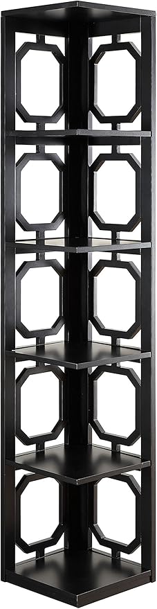 Convenience Concepts Omega 5 Tier Corner Bookcase, Black