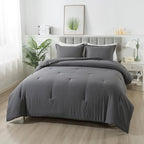 Dark Gray Comforter Set King, Solid Grey Down Alternative Bedding Comforter Set, Breathable Fluffy Microfiber Comforter King Size (104"x90") for All Seasons with Pillowcase…