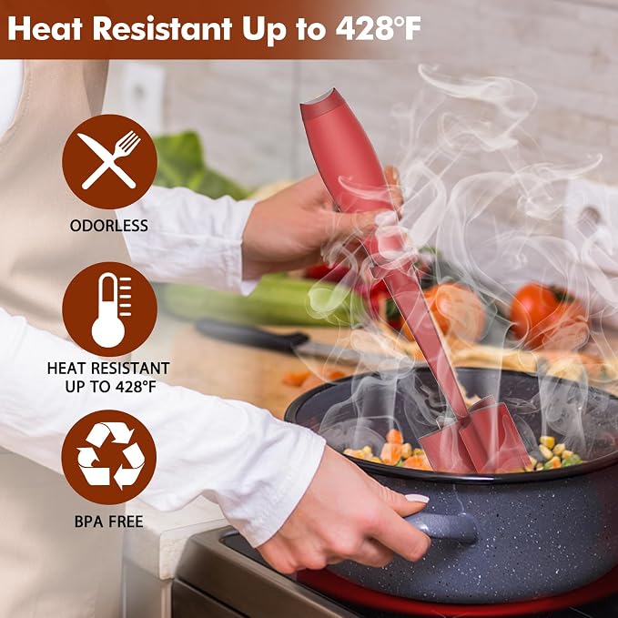 Upgrade Meat Chopper Hamburger Masher Ground Beef Smasher Utensil Mix Tool | Premium Heat Resistant Meat Masher, Nylon Potato Mashers Beef Smasher, Dishwasher Safe Non Stick Mix & Chop Tool Gift-Red