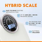 ZENO Hybrid 2-in-1 Analog & Digital Weighing Scale for Body Weight up to 400lbs - Thick Tempered Glass - Extra Large Display - Easy to Read Digital Bathroom Scale - New - Frost White