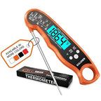 KULUNER TP-01 Waterproof Digital Instant Read Meat Thermometer with 4.6 Folding Probe Backlight Calibration Function for Cooking Food Candy, BBQ Grill, Liquids,Beef(Orange)