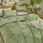 Sage Velvet Comforter Sets Solid Sage Green Flannel Bedding Set King Women 3 Pieces Sage Green Velvet Blanket Winter Bedding Set Men Sage Green Flannel Bed Comforter Set King Bedding Set