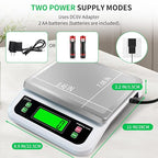 Large Digital Kitchen Scale 40kg/88lbs Commercial Food Scale with Tare and PCS Funtion for Parts and Coins LCD Display Stainless Steel Baking Scale for Cooking, Adapter Included (White, 40kg)