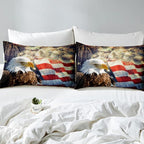 Erosebridal American Flag Comforter Eagle Room Decorative Comforter Set Queen Size Firework Bedding Set Wildlife Animal Bird Down Comforter Soft Lightweight Quilt Set with 2 Pillowcases