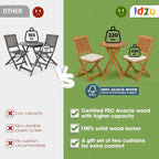 Heavy Duty 400lbs Capacity Patio Bistro Set 3 Piece Outdoor, Folding Chairs w/Cushion, Round Table-Upgrade 2024