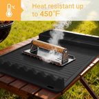 Silicone Grill Mat for Blackstone Griddles & Outdoor Grills - Heat Resistant (450°F) Countertop Protector, Non-Slip Tool Organizer & Grease Catcher, 16x11.5 Inch(Black)