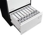3 Drawer Metal Lateral Lock and Card Holder,Office Vertical Files Storage Cabinets w/Heavy 3 Section Slide Rail & Breathable Holes,for Legal/Letter/A4,Black+White