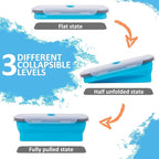 Collapsible Silicone Food Storage Containers Set with Lid & Air Vent,Foldable Lunch Containers(4PCS,Blue,40oz)