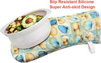 Oven Mitts Gloves 1 Pair Heat Resistant 480 ℉ Non Slip Clear Silicone Printed Shell Comfortable Cotton Lining Kitchen Men Cooking Barbecue Machine Washable (Shell, Beige Mitts)