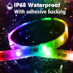200ft Outdoor LED Strip Lights Waterproof 1 Roll,IP68 Outside Led Light Strips with App and Remote,Music Sync RGB Exterior Rope Self Adhesive Back for Deck,Balcony,Pool