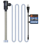 2000W Immersion Water Heater Portable Electric Hot Tub and Pool Submersible Water Heater with WiFi Timer and Auto Shut Off for Spa, Above Ground Pool, Bathtub, Swimming Pool and Baptistry.