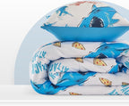 SLEEP ZONE Jersey Knit 3-Piece Full/Queen Size Comforter Set, Lightweight Kids Bedding Sets for All Seasons, Fluffy Soft, Easy Care (Sharks, Full/Queen)