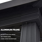 PURPLE LEAF 6' X 9' Hardtop Grill Gazebo for Patio Aluminum Barbeque Canopy with 24 Clear Light Bulbs and Shelves Double Tiered Grey Outdoor BBQ Gazebo