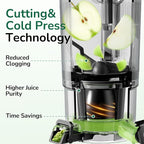 Canoly 3-in-1 Cold Press Juicer C16, Makes Juice & Sorbet & Nut Milk | 6" Extra Wide Feed Chute, Powerful AC Brushless Motor, Self Precut System, Juicer Machines with BPA-Free (Pearl White)