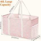 Lifewit Extra Large Tote Bag, Reusable Grocery Bags with Metal Wire Frame and Handles