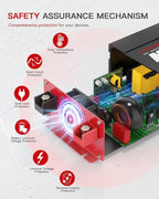 1000 Watts Pure Sine Wave Power Inverter 12V DC to 110V 120V AC Converter for Home RV Off Grid Truck Solar System Inverters with Type-C PD30W USB QC3.0 Port 2 AC Outlets LCD Display and Remote Control