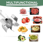 Stainless Steel Meat Chopper & Masher, Ground Beef Chopper Tool | Heavy Duty 6 Curve Blades, Heat Resistant Meat Masher, Hamburger Smasher & Multi-Use Kitchen Tool