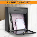 xydled Wall-Mount Mailboxes with Combination Lock, Black, Large | Steel Combination Lock Mail Boxes Outdoor, Locking Wall Mount Mailbox, Security Key Drop Box, 13.4H x 11.6L x 5.8W Inches
