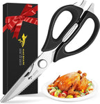 MAD SHARK Kitchen Scissors All Purpose Kitchen Shears Come Apart | Stainless Steel Utility Scissors with Comfort Grip,Heavy Duty Poultry Shears for Chicken,Meat,Fish,Dishwash Safe (BLACK)