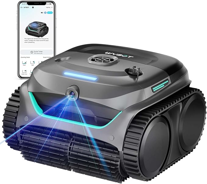 (2025 New) WYBOT C2 Vision Robotic Pool Vacuum with AI Camera, Ultra-Fine Filtration Pool Cleaners for Above&Inground Pools, Comprehensive 8 Mode, Wall Climbing, Smart Navigation, Gray
