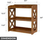 Bookcase by Natural Wood, 3 Tier Bookshelf, Small Book Shelves Freestanding Display Storage Shelves. Open Bookshelf for Bedroom, Living Room and Office (Brown, 3 Tier)