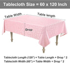 Smiry Rectangle Waterproof Heavy Duty Vinyl Tablecloths, 60 x 120 Inch | Wipeable Washable Floral Embossed Table Cover for Kitchen and Dining Room, Indoor & Outdoor Use, Pink