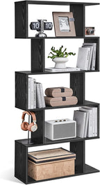 VASAGLE Bookshelf, 5-Tier Bookcase, Tall Display Shelf, Freestanding Storage Shelf, Room Divider, for Home Office, Living room, Bedroom, Study, Ebony Black ULBC062T56