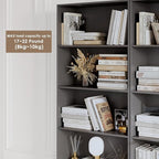 FOTOSOK 6-Tier Open Bookcase and Bookshelf, Freestanding Display Storage Shelves Tall Bookcase for Bedroom, Living Room and Office, Dark Gray