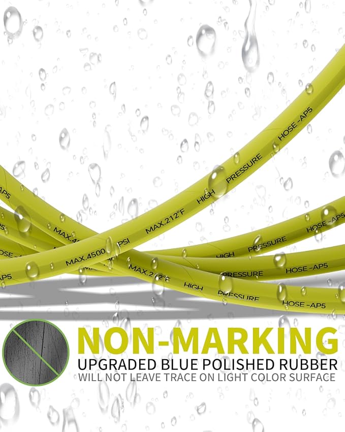Pressure Washer Hose 75FT 3/8" for Cold and Hot Water 212°F, with Swivel Quick Connect, 4500PSI Kink Resistant Grade Steel Wire Braided, Power Washer Hose With 2pcs M22-14mm Adapter