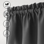 Hiasan Valance Curtains for Kitchen Blackout Thermal Insulated Solid Window Curtain Valance, Dark Grey, 52 x 18 Inches, 1 Panel