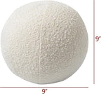 KINWELL Sherpa Swivel Barrel Chair & Round Ball Pillow Set - 34" Wide Modern Boucle Accent Chair with 9” Matching Nordic Decorative Throw Pillow for Living Room and Bedroom(Cream)