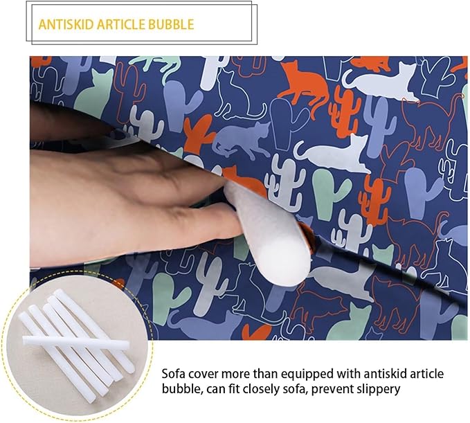 FKELYI Blue Christmas Tree Easy Going Stretch Sofa Slipcover Snow Sofa Couch Cover with Elastic Bottom Stretch Sofa Slipcovers M
