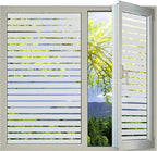Window Privacy Film with Installation Tools, Stripe Window Film, Static Cling, Anti UV, Heat Control, Ideal for Home Shower Office Glass Door (Stripes Pattern, 45.2X314.9Inch)