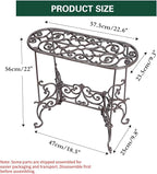 Sungmor Heavy Duty Cast Iron Potted Plant Stand Garden Table - 22.6IN. 1 Tier Metal Stands - Decorative & Vintage Style Indoor Outdoor Corner Shelf for Planters Vases Lanterns Ornaments Books and More