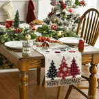 Artoid Mode Red Pine Trees Merry Christmas Table Runner, Winter Xmas Holiday Kitchen Dining Table Decoration for Home Party Decor 13x48 Inch