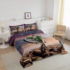 Dirt Bike Comforter Set for Boys Bedroom Motocross Rider Extreme Sports Duvet Insert Mountain Bike Bedding Quilted Set Kids Motorcycle Motorbike Down Comforter,Soft Lightweight for All Season,Queen